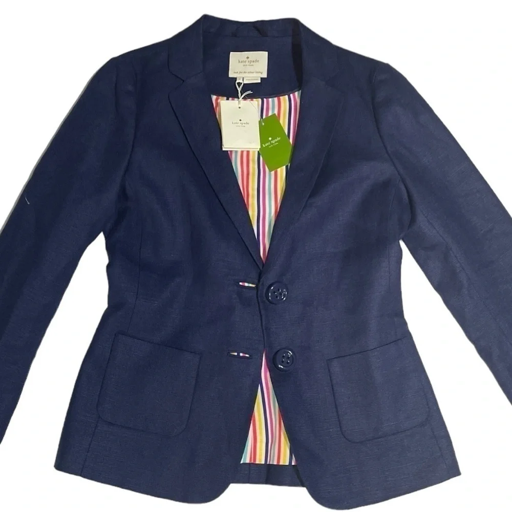 Kate Spade ♠️ Navy Blue Blazer Size 4 NWT